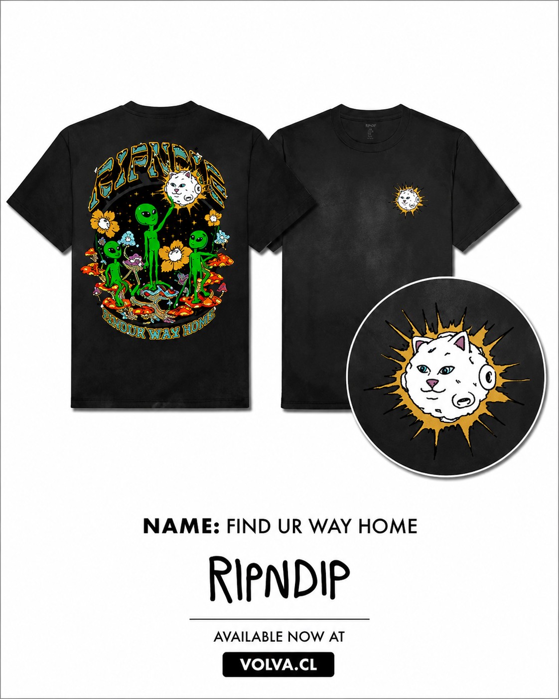RIPNDIP Polera Find Ur Way Home Black Wash