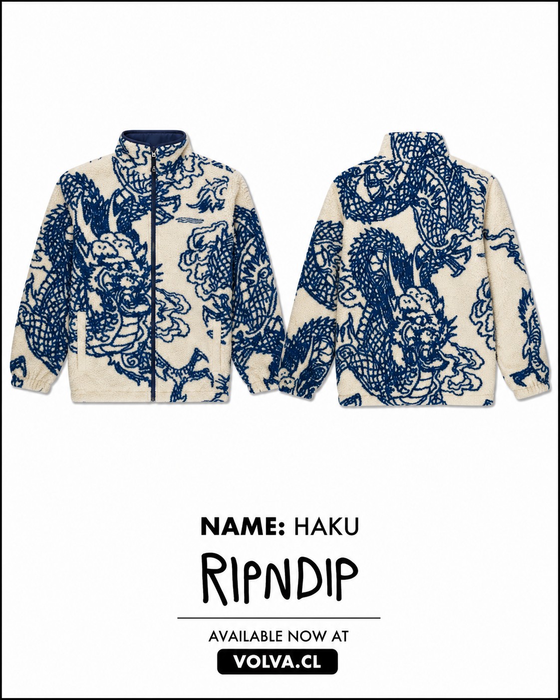 RIPNDIP Haku Reversible Jacket Off White/Navy