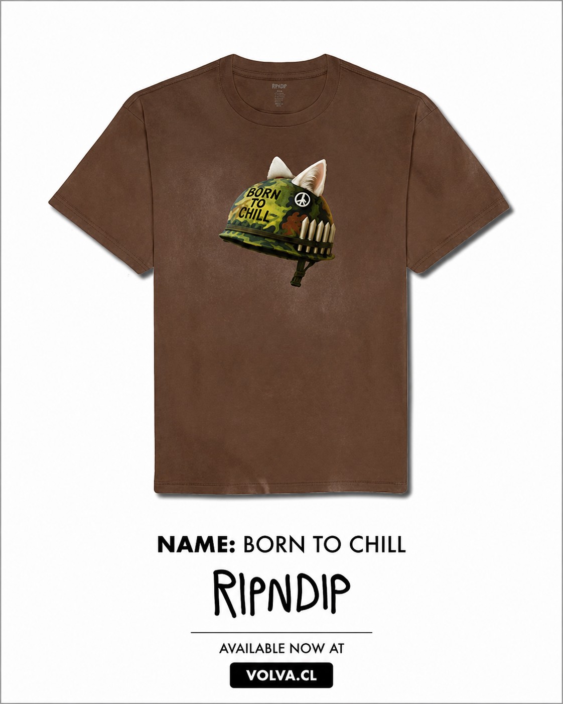 RIPNDIP Polera Born To Chill Brown Wash