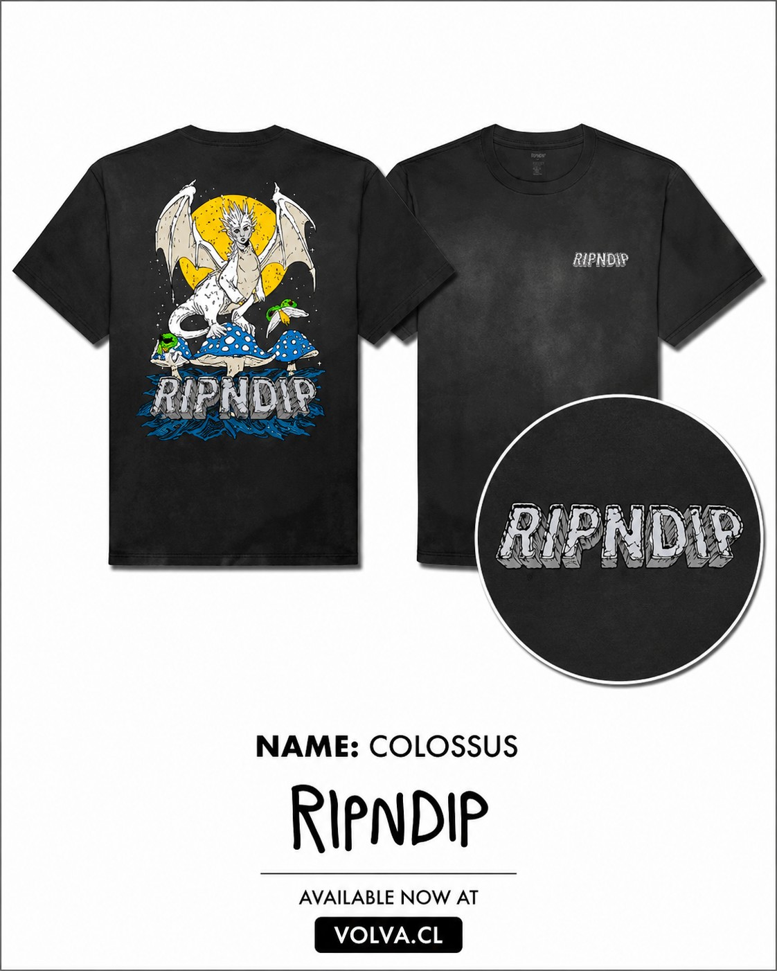 RIPNDIP Polera Colossus Black Wash