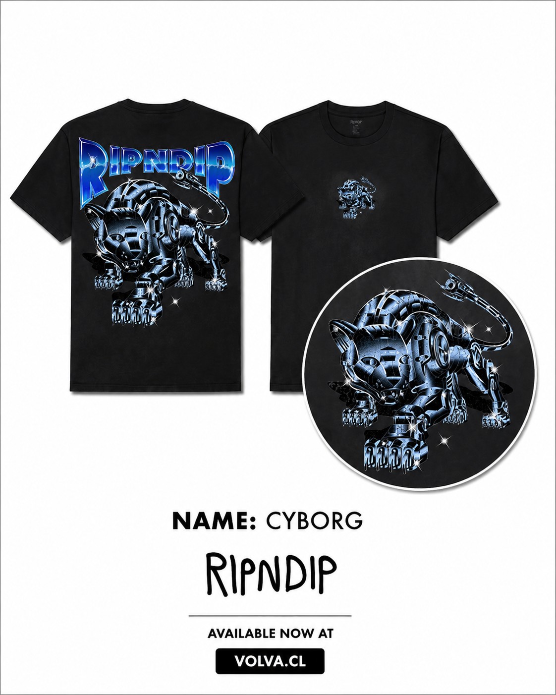 RIPNDIP Polera Cyborg Tee Black Wash