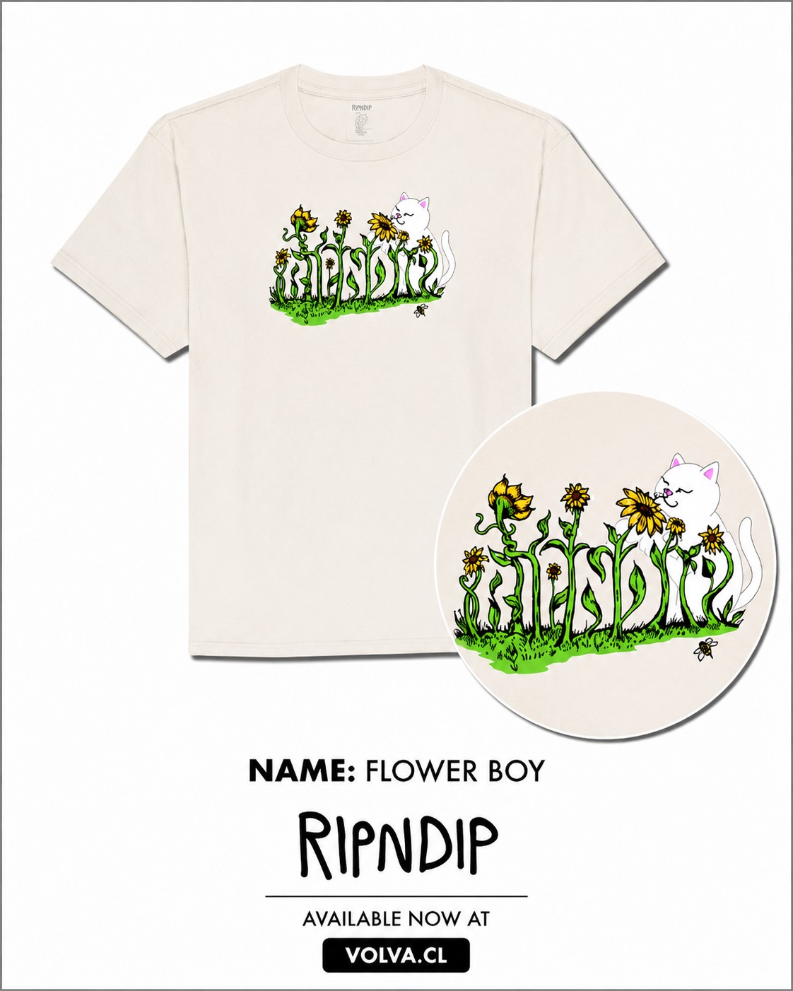 RIPNDIP Polera Flower Boy Bone