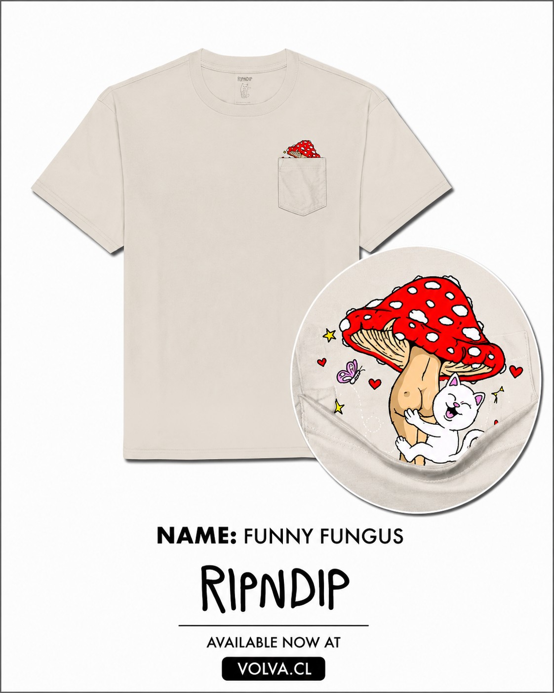 RIPNDIP Polera Funny Gungus Pocket Bone
