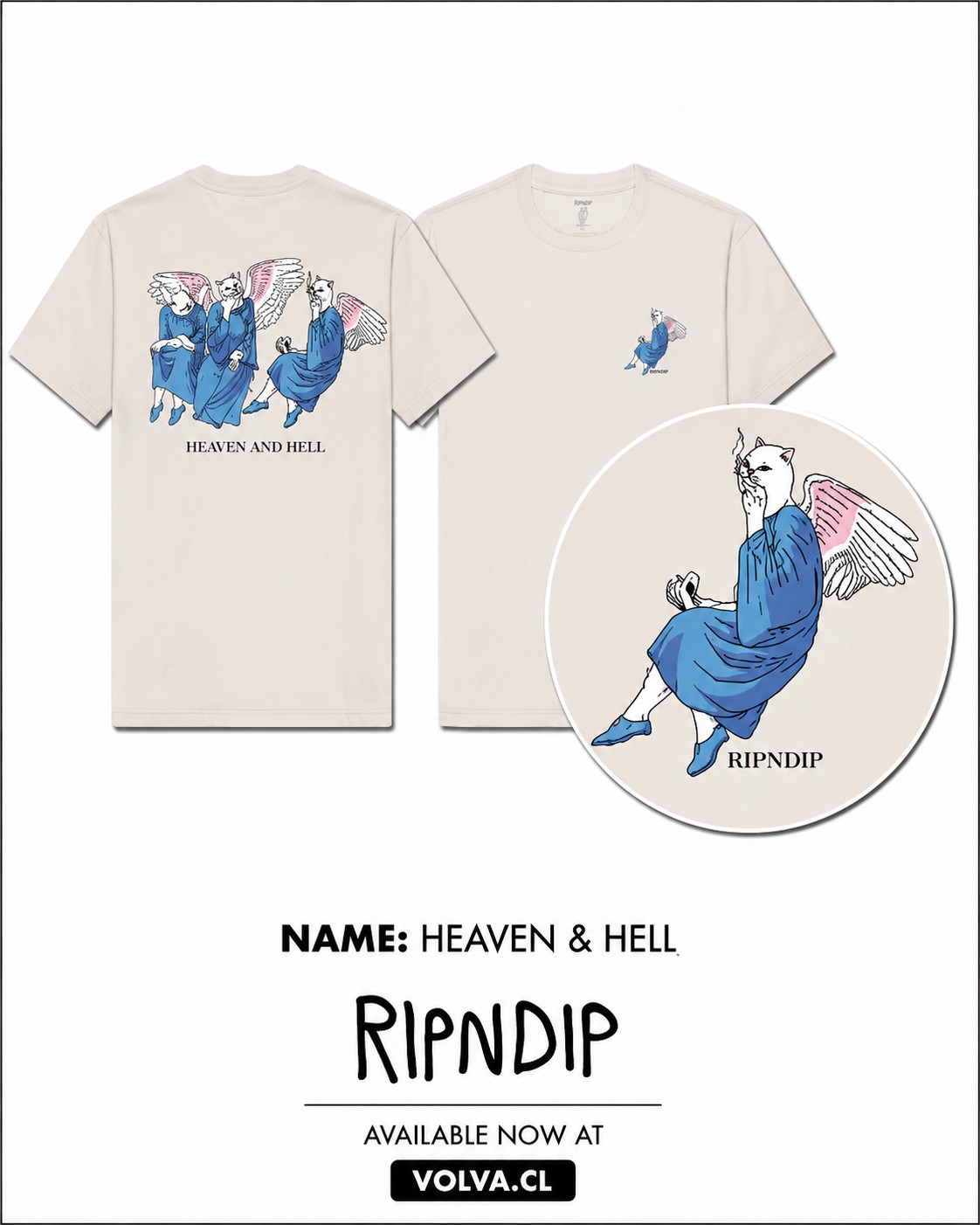 RIPNDIP Polera Heaven And Hell Bone