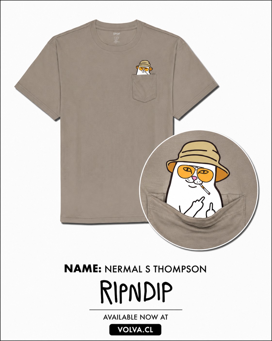 RIPNDIP Polera Nermal S Thompson Pocket Tan