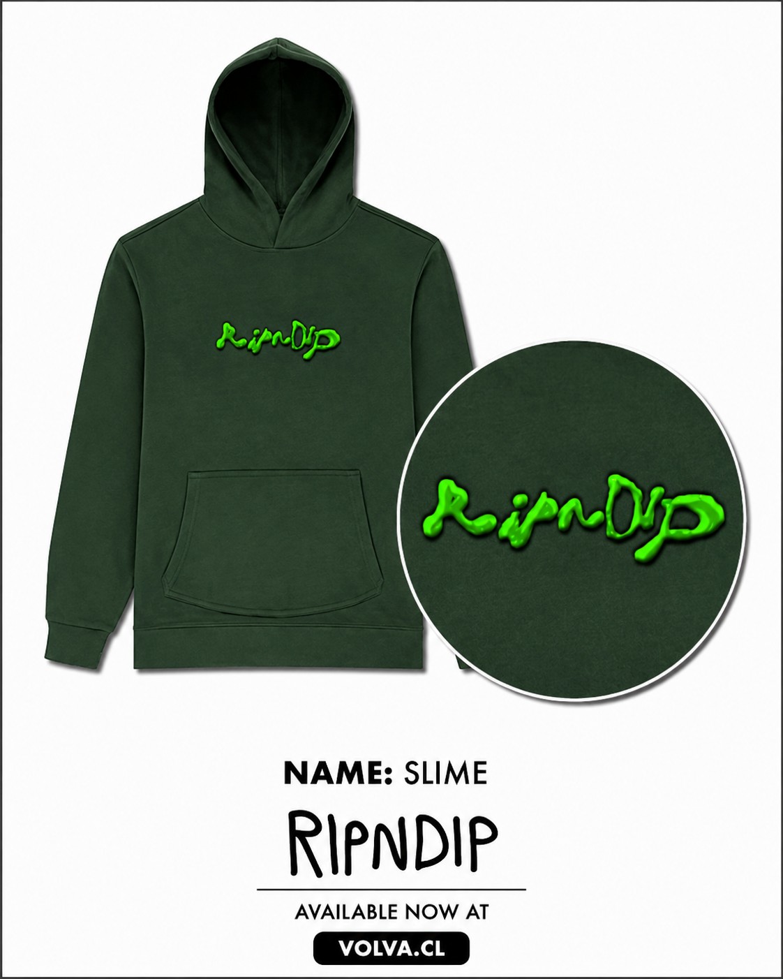 RIPNDIP Polerón Slime Hoodie Olive