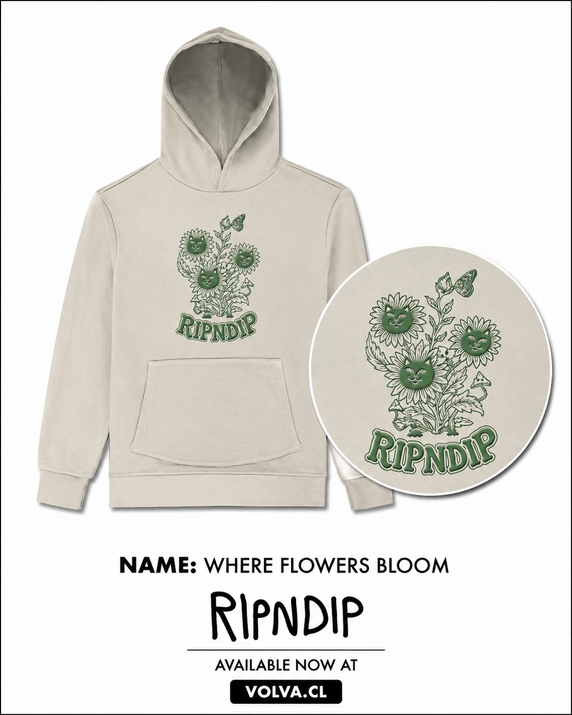 RIPNDIP Polerón Where The Flowers Bloom Hoodie Bone