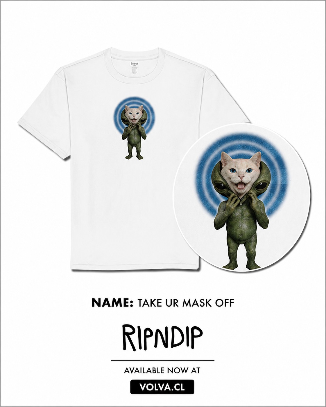 RIPNDIP Polera TAKE UR MASK OFF WHITE